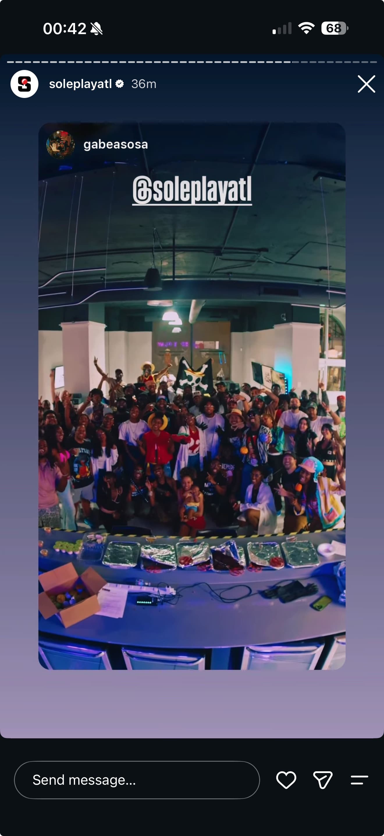 Sole Play’s Instagram repost of gabeasosa’s photograph of the community gathered in store